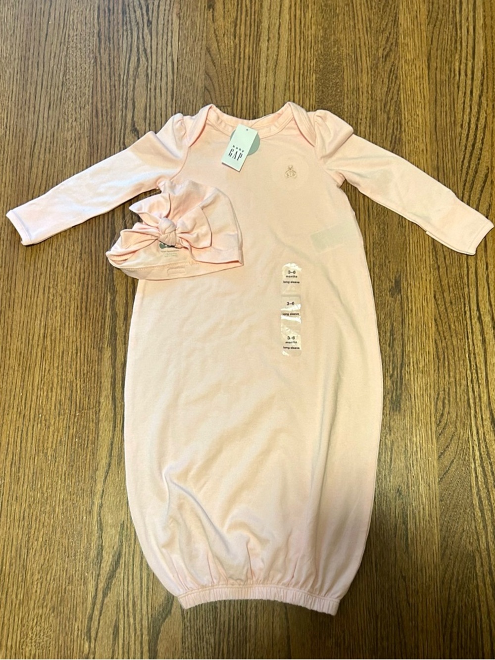 NWT Baby Gap Pink Sleep Gown & Headwrap Set 3–6 Months